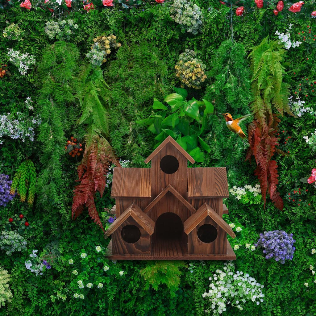 6 Hole Handmade Natural Wooden Bird House J969341