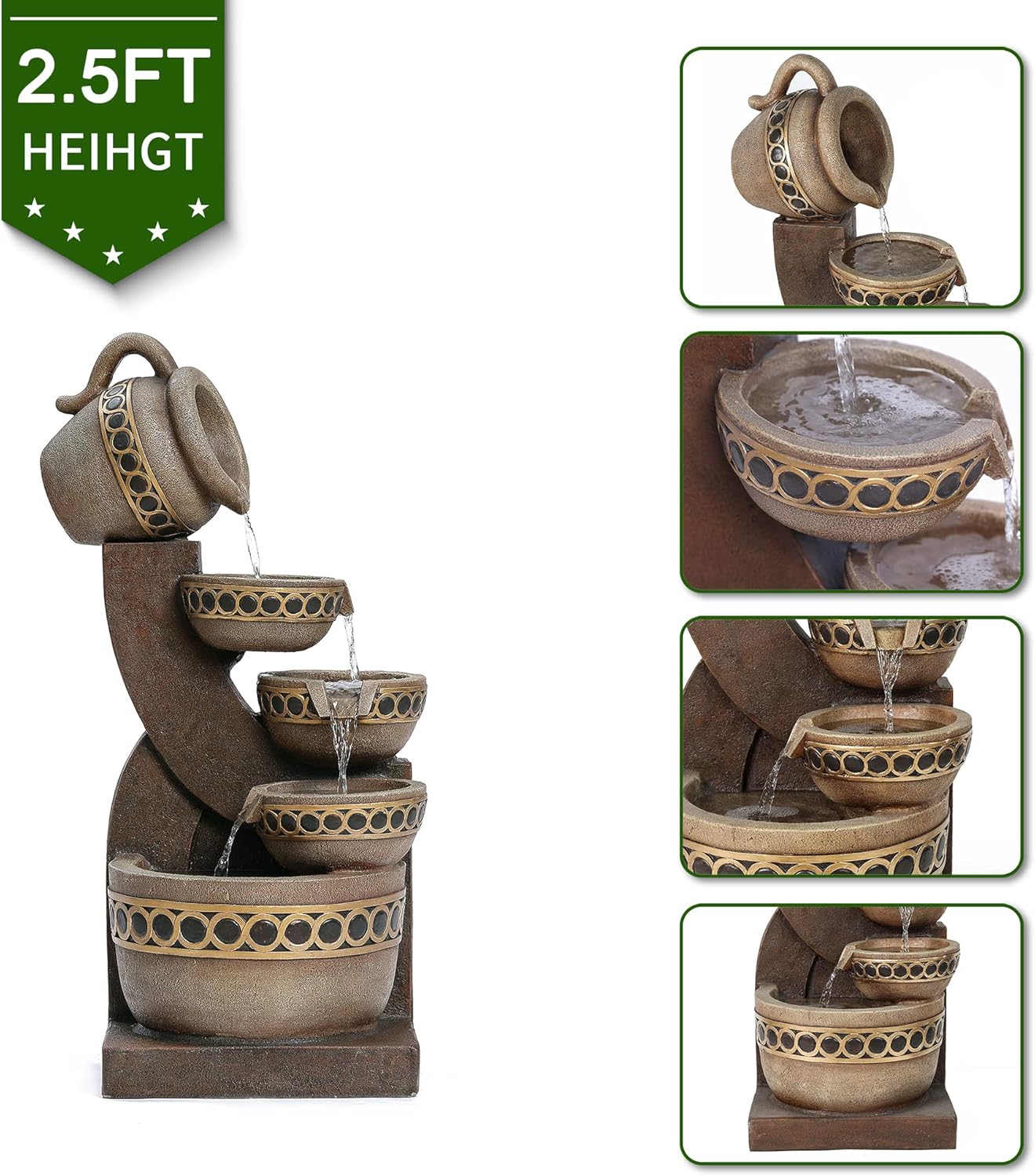 5 Tiered Polyresin Outdoor Water Fountain B393679