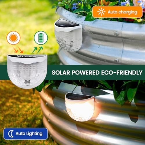 Galvanized Raised Garden Bed Planter Box with 2 Solar Lights E43321