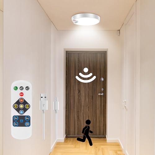 Wireless Battery Operated LED Ceiling Light with Remote, 7.5 Inch 6000mAh E29214