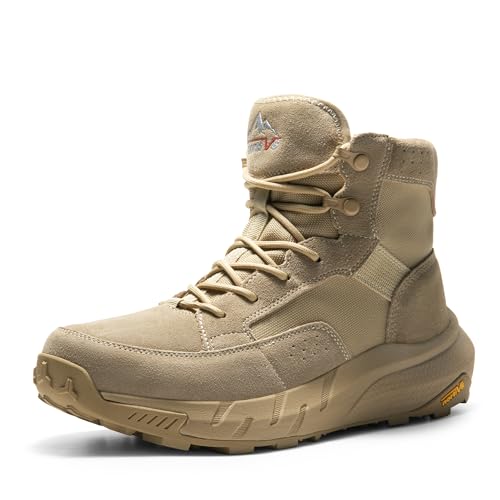 Men's Lightweight Casual Work Boots Leather Military Outdoor Hiking Motorcycle Combat Boots B61390