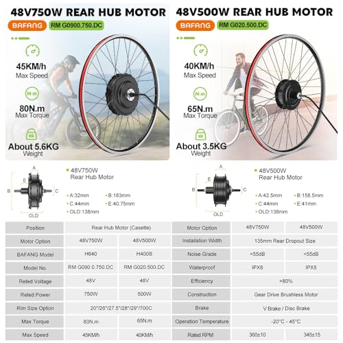 48V 500W 750W Rear Hub Motor Electric Bike Conversion Kit I71499