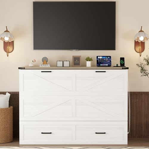 Full-Size Foldable Wall Bed with Storage Drawer I526053