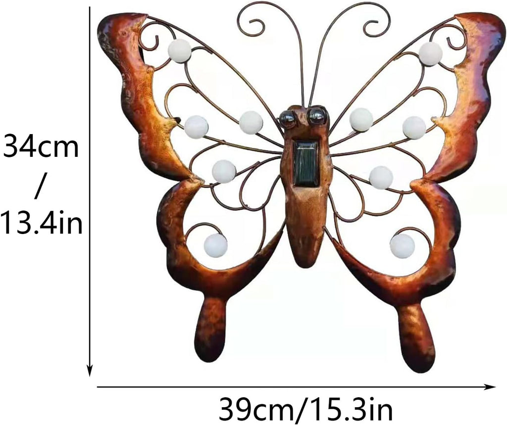 Solar Metal Butterfly Garden Wall Art with Solar Light P908