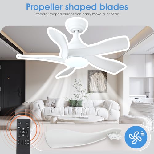 White 36 Inch Ceiling Fan with Remote Control U521774
