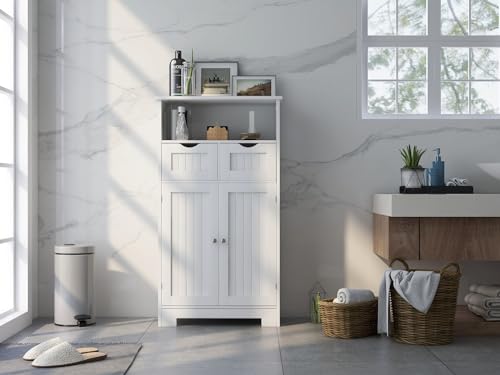 White 2 Door 1 Drawer Free-Standing Bathroom Floor Cabinet A779