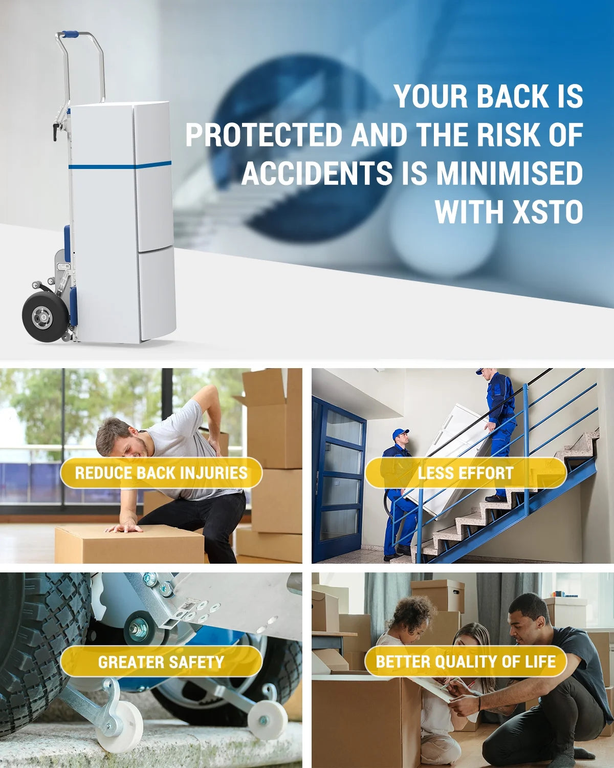 Electric Stair Climbing Hand Truck with Auto Edge Brake, 375LBS Capacity Aluminum Hand Truck Y7809