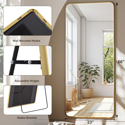 56" x 21" Gold Aluminum Frame Full Length Floor Mirror Z48199