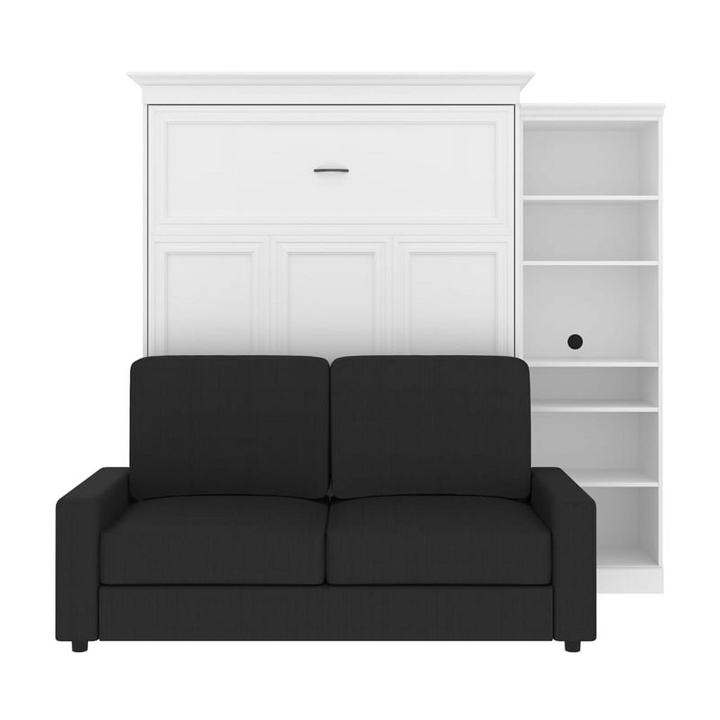 White Gray Wood Queen Murphy Bed with Sofa S784496