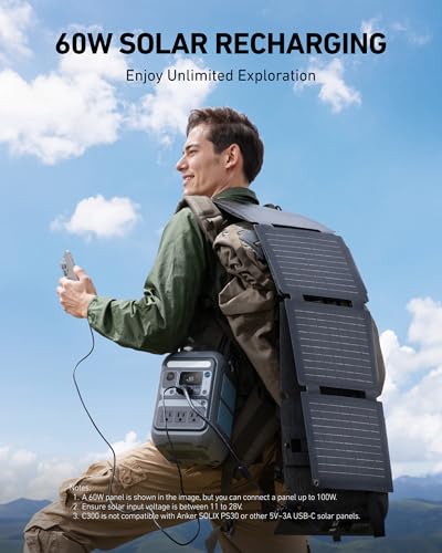 288Wh Portable Power Station with 60W Solar Panel W8600
