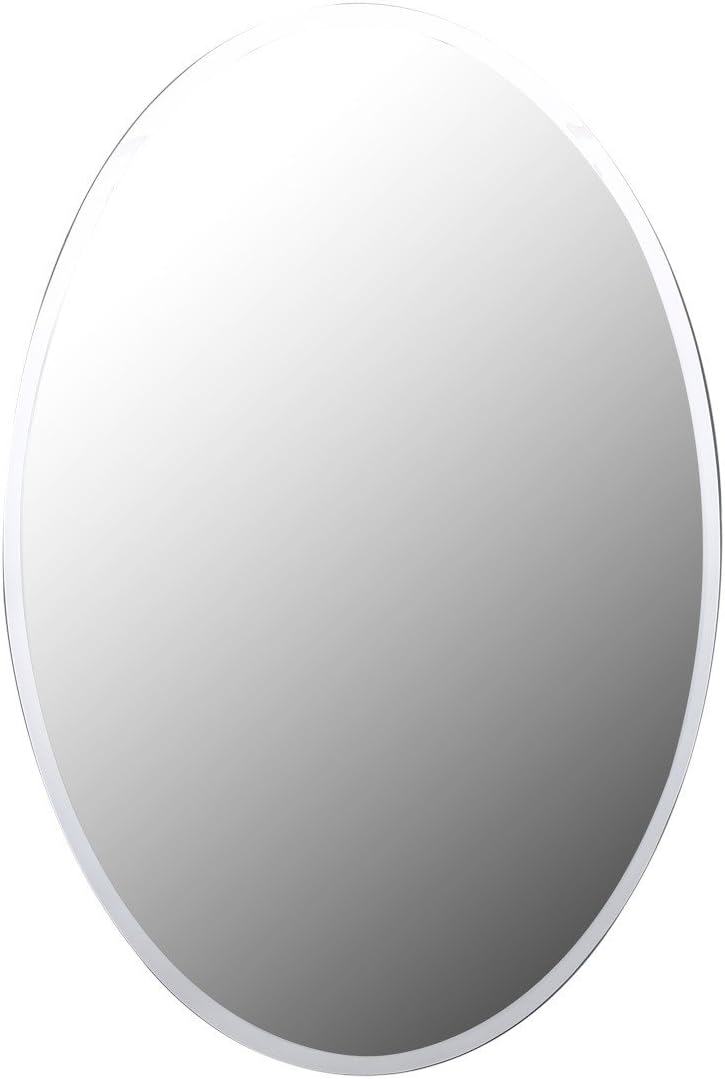 Oval Wall Mounted Medicine Cabinet Brushed Stainless Steel with Mirror 26" x 18" U7816