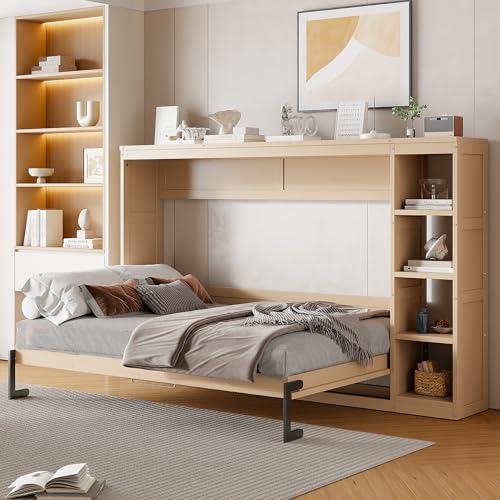 Full-Size Foldable Wall Bed with Storage Drawer I526053