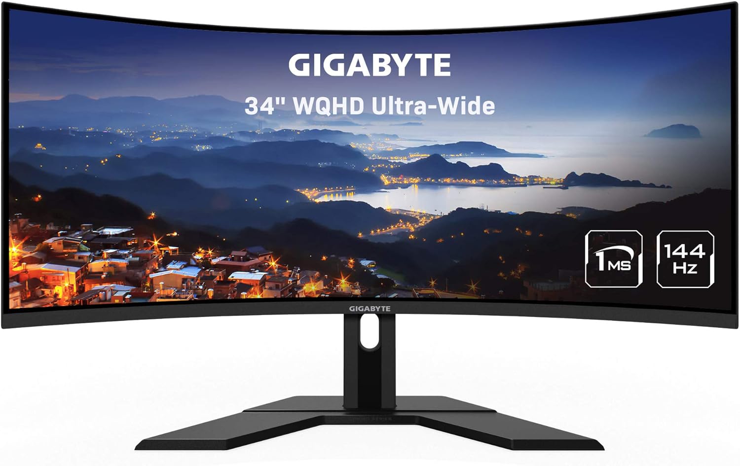 34" 144Hz Ultra-Wide Curved Gaming Monitor, 3440 x 1440 VA 1500R Display, 1ms Response Time, FreeSync Premium, Black Y60929