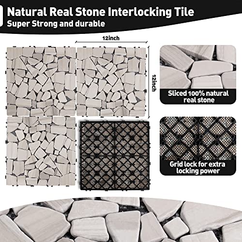 Natural Real Stone Interlocking Floor Deck Tiles 12"x12" K2202
