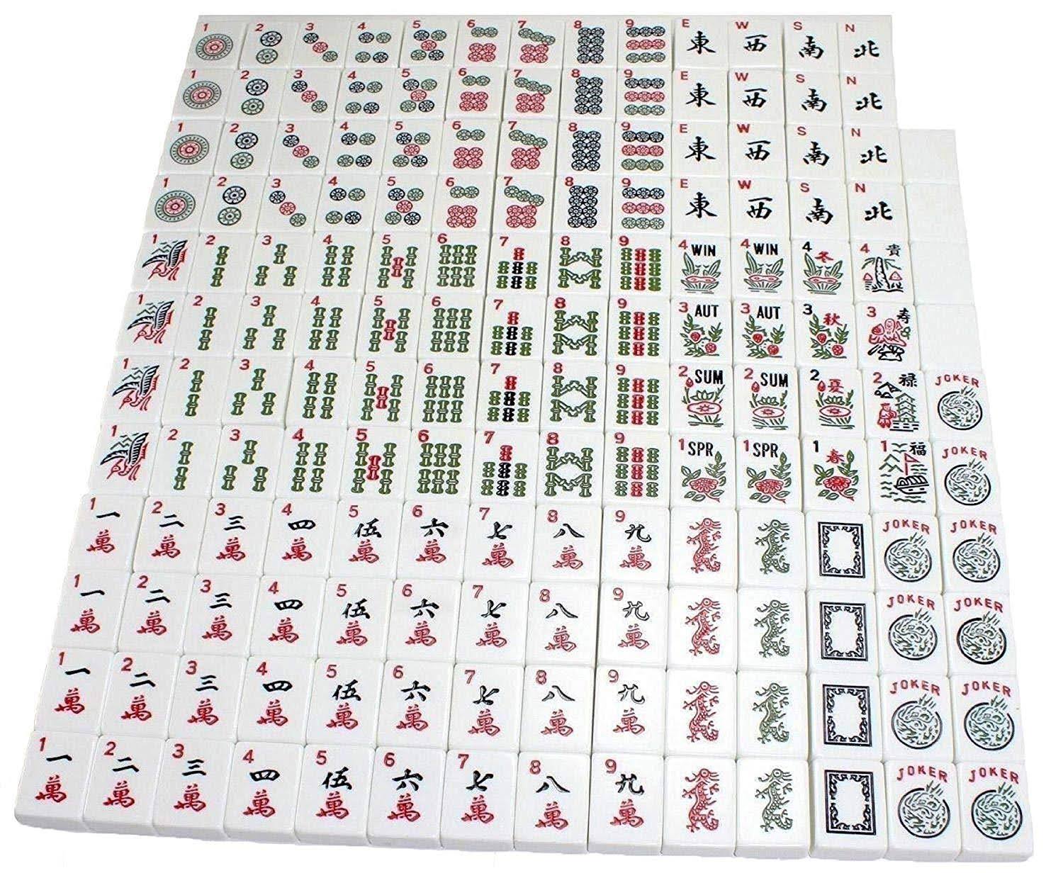 Violet Red Mahjong Set with 4 Color Pushers and Soft Bag U987366
