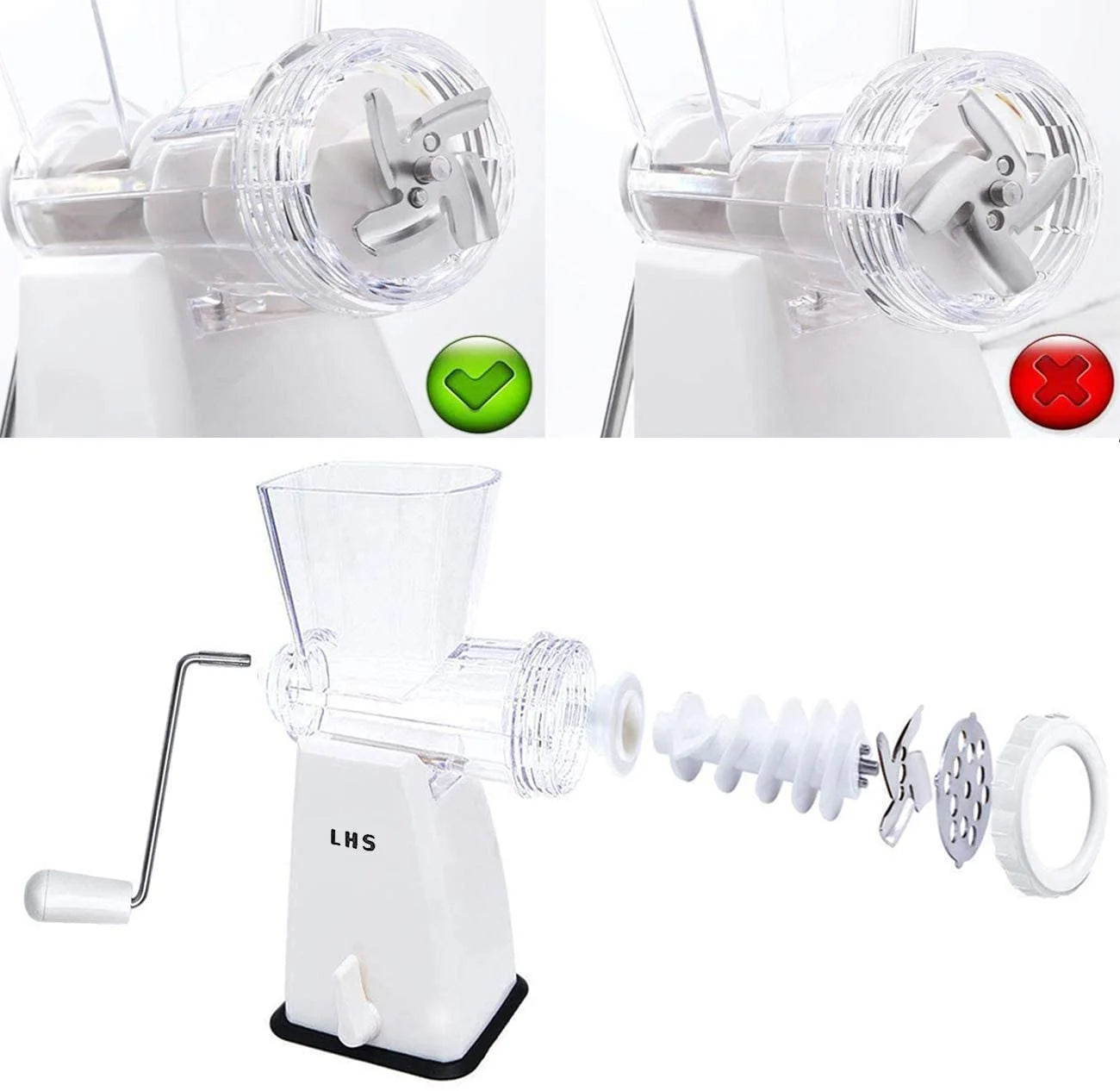 Manual Meat Grinder with Stainless Steel Blades Heavy Duty Suction Base N571676