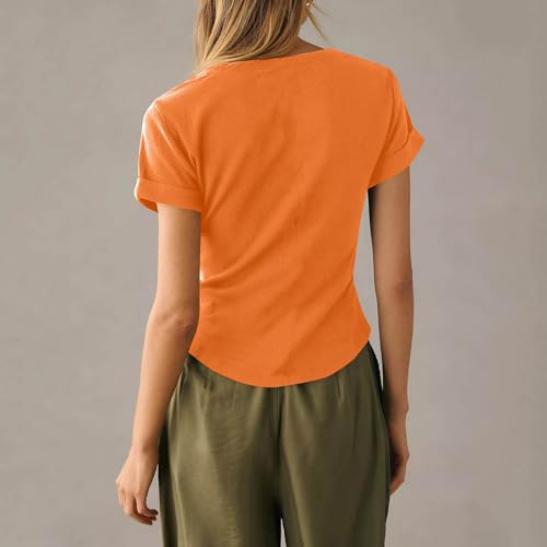Deep V Neck Ribbed Knit T Shirts G426241