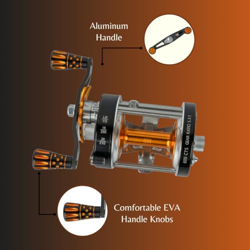 Round Baitcasting Reel with 6+1 Stainless Steel Ball Bearings, 5.3:1 Gear Ratio, 19lb Drag, Brass Gears H82930