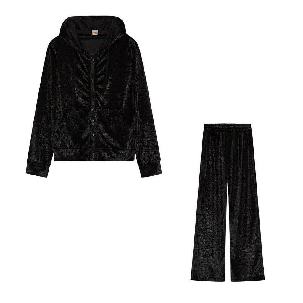 Velour Velvet Hoodie Jogging Set E23424