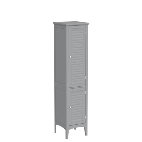 Tall Bathroom Floor Cabinet with Doors, Narrow Slim Linen Tower, 14.5 x 14.5 x 63 inches Espresso H666340