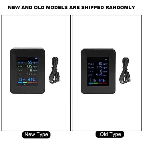 6 in 1 CO2 Meter Humidity Temperature PM2.5 TVOC HCHO Detector Black T24702