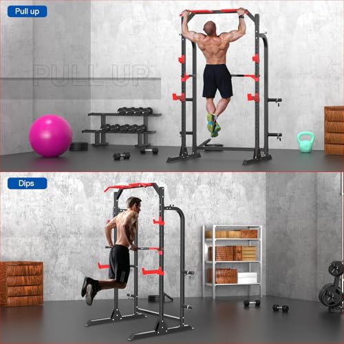 Power Cage Squat Rack with Adjustable Cable Crossover System Y2537