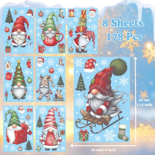 226 PCS White Snowflake Window Clings, 9 Sheets Double-Sided Reusable Decals U650110