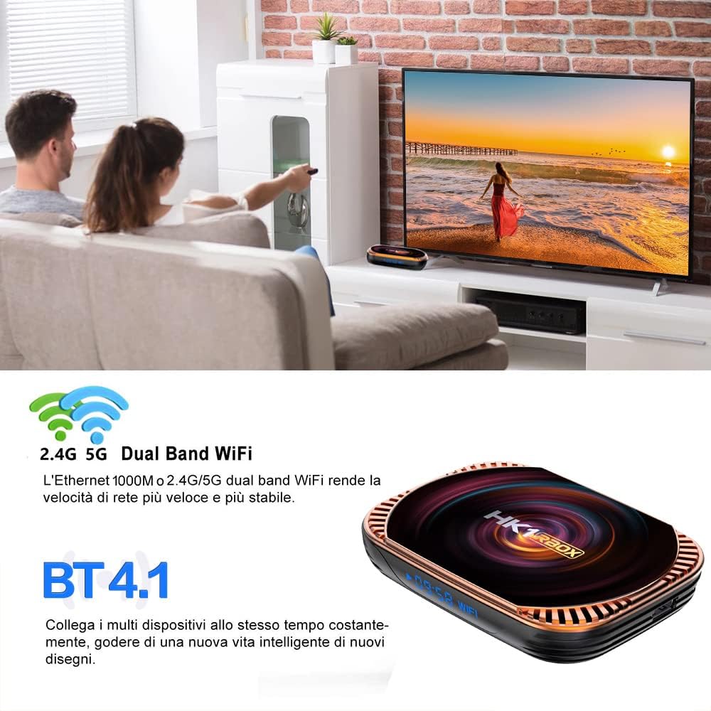 TV Box 4GB RAM 64GB ROM Dual-WiFi BT Quad Core 64 Bits 8K 1000M S649
