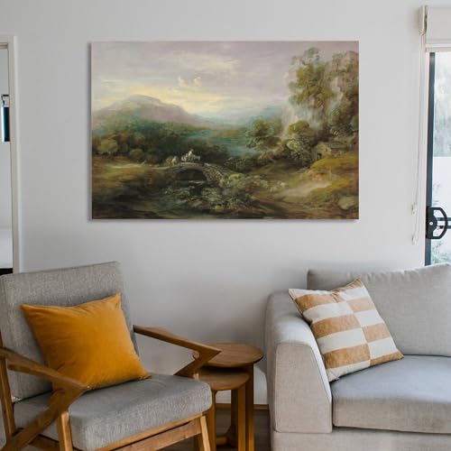Mountain Landscape with Bridge Canvas Wall Art D53223