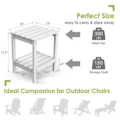 Dark Brown HDPE Plastic Outdoor Side Table with Storage Shelf N137933