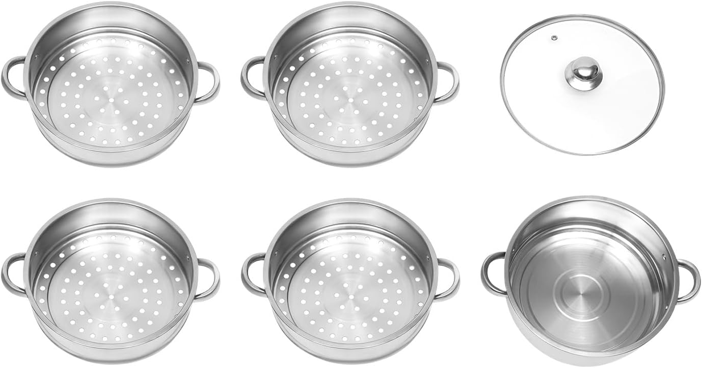 5 Tier 10inch Stainless Steel Steamer Pot with Glass Lid Z240