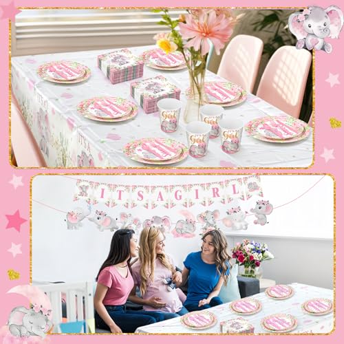 405 Pcs Blue Baby Shower Tableware Set with Plates, Napkins, Cups, Tablecloth, Banner H938