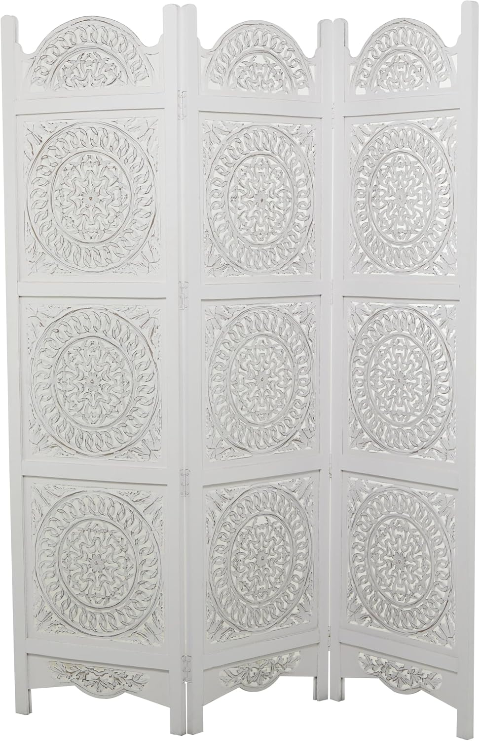 White 3 Panel Wood Room Divider Screen F88512