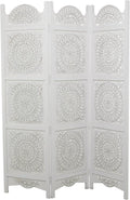 White 3 Panel Wood Room Divider Screen F88512