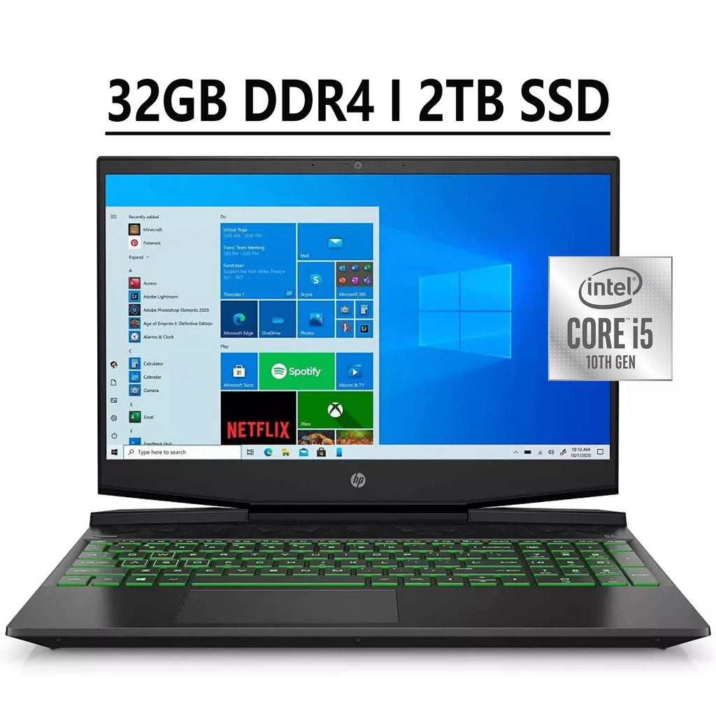 15.6" FHD IPS Gaming Laptop Intel Quad-Core i5-10300H 32GB DDR4 2TB SSD GeForce GTX 1650 4GB Black T7279