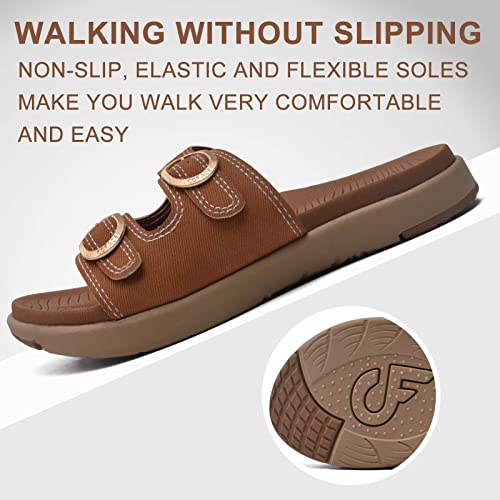 Orthotic Slides Slip on Flat Sandals With Adjustable Straps E1208