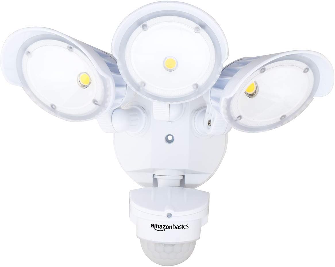 60W Waterproof LED Outdoor Motion Sensor Security Light with 3 Adjustable Heads, White U9122