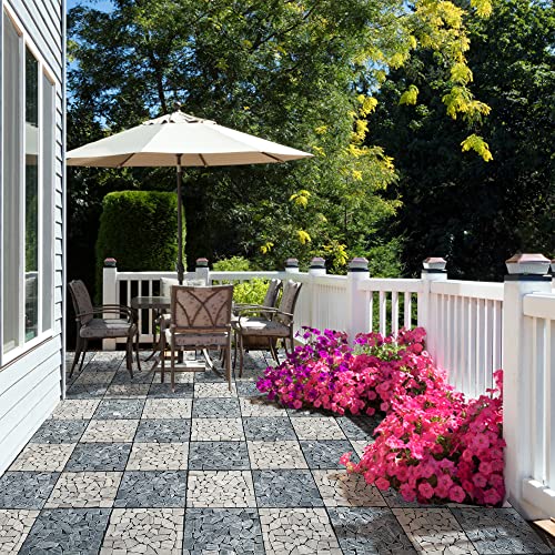 Natural Real Stone Interlocking Floor Deck Tiles 12"x12" K2202