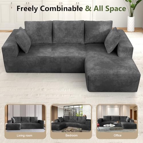 Corduroy Modular Sectional Sofa with L-Shape Chaise I8390