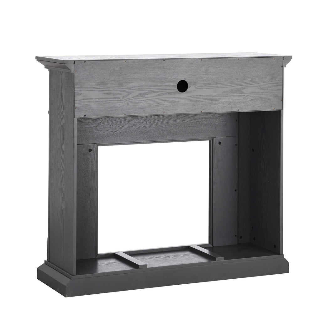 Gray Electric Media Fireplace with Weathered Stone Y3709