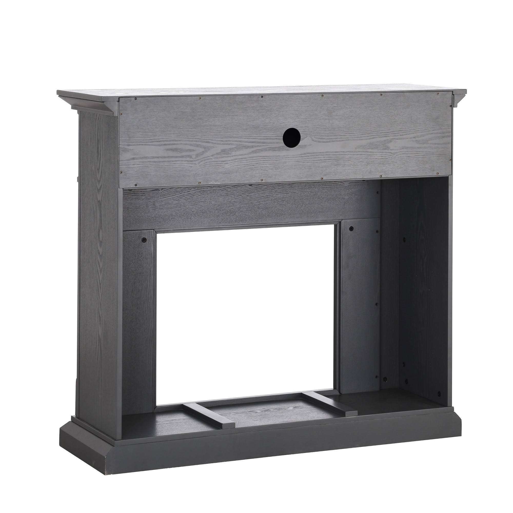 Gray Electric Media Fireplace with Weathered Stone Y3709