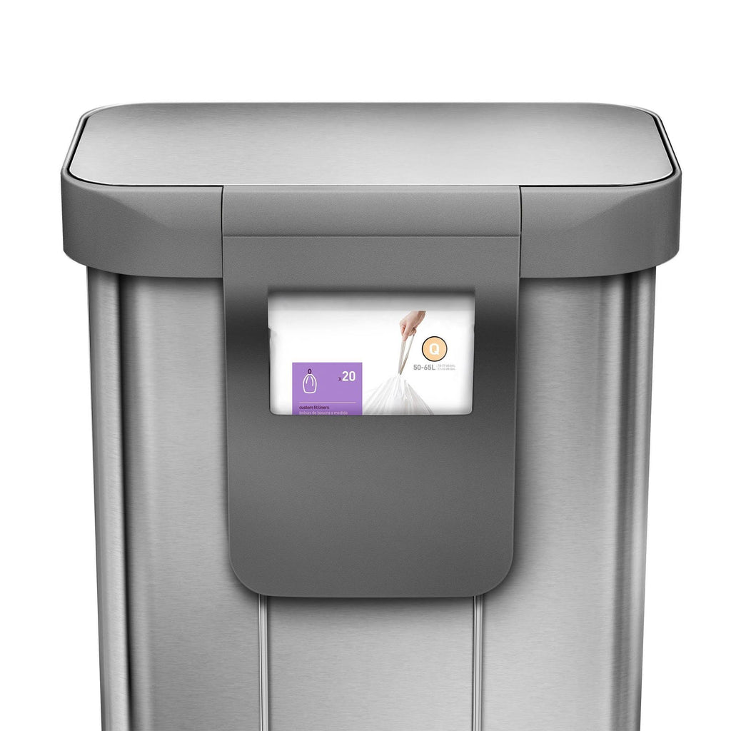 55L Rectangular Step Trash Can Brushed Silver Z127