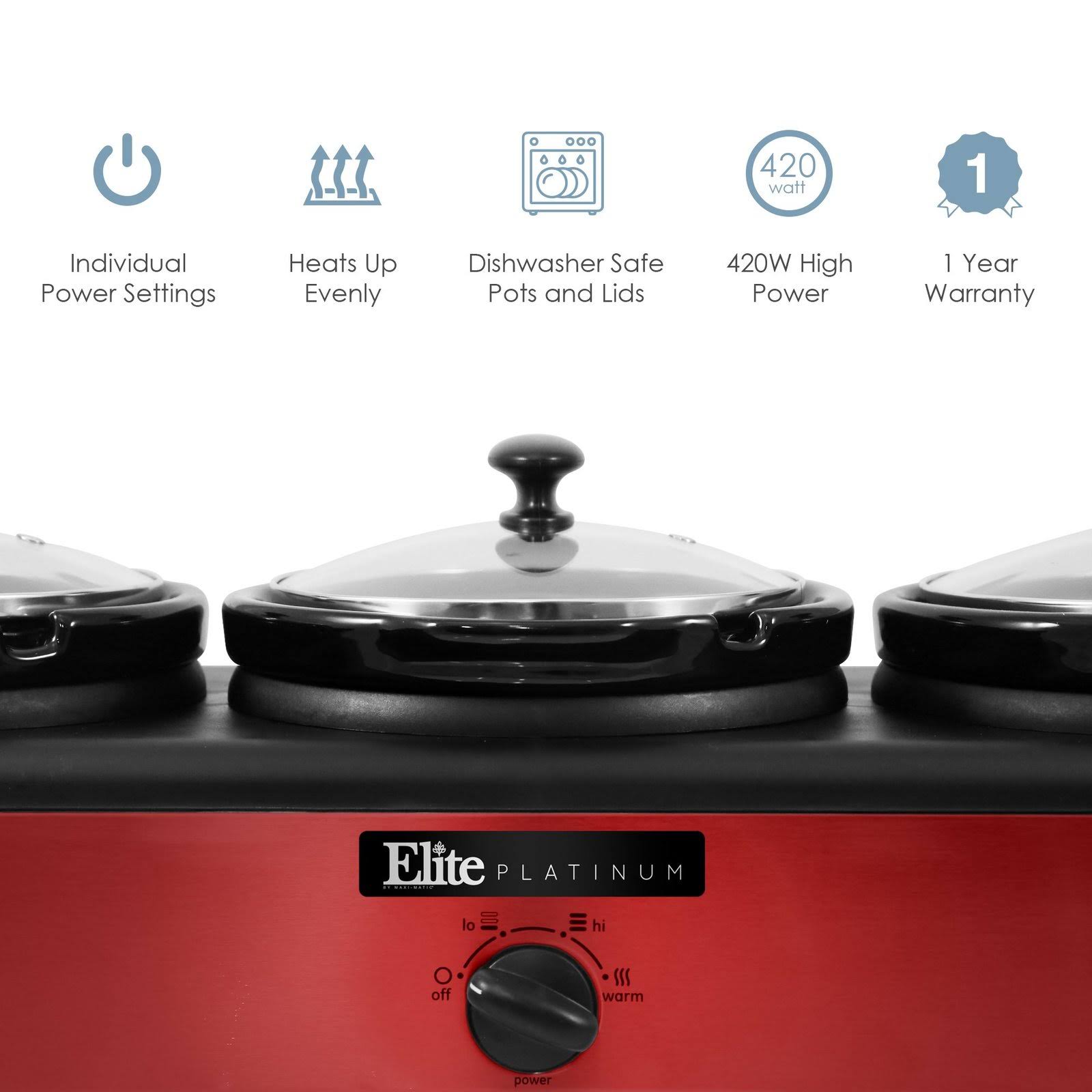 Red Triple Slow Cooker Buffet L92150