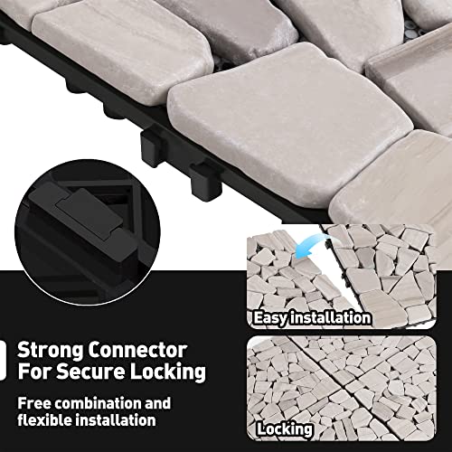 Natural Real Stone Interlocking Floor Deck Tiles 12"x12" K2202