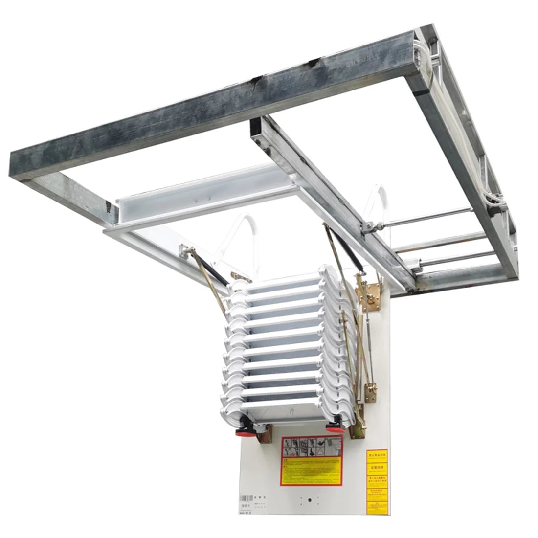 10.5ft Carbon Steel White Attic Ceiling Ladder Stairs L480