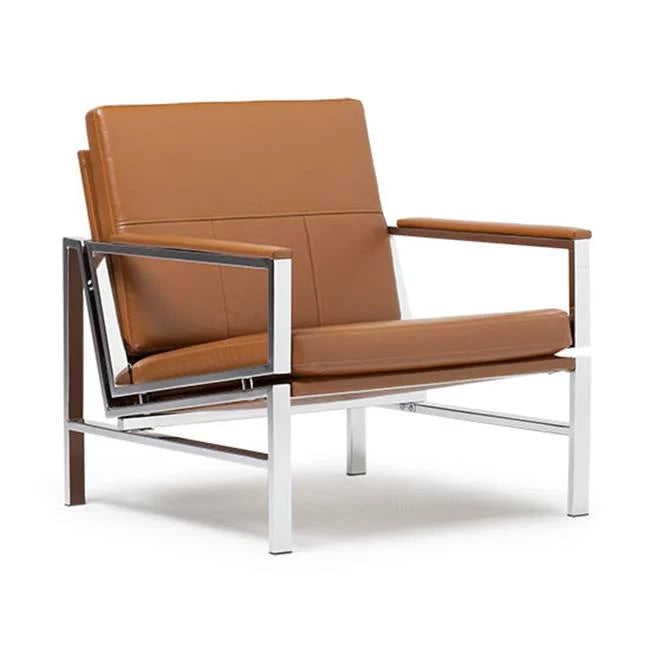 Blended Leather and Metal Frame Accent Arm Chair J562