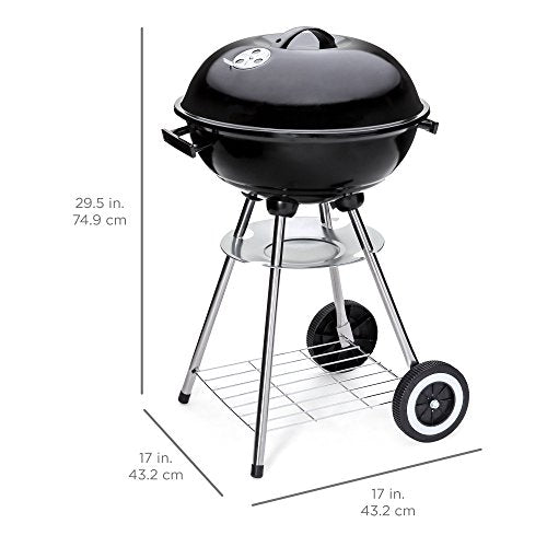 18-inch Portable Steel Charcoal BBQ Grill, Black D22124