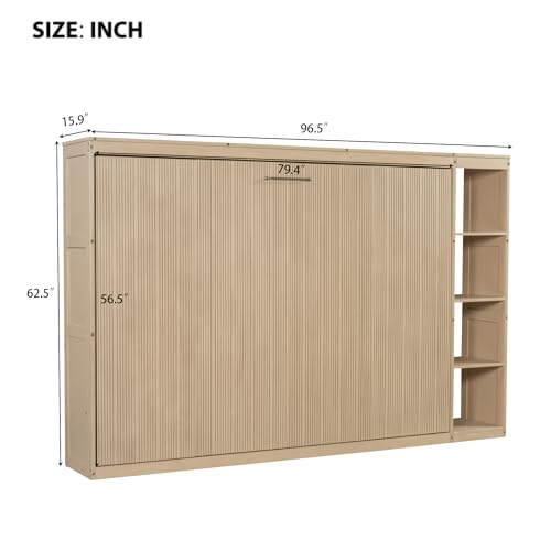 Full-Size Foldable Wall Bed with Storage Drawer I526053