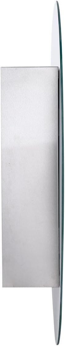 Oval Wall Mounted Medicine Cabinet Brushed Stainless Steel with Mirror 26" x 18" U7816