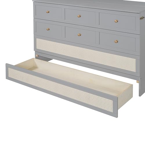 Queen Size Solid Wood Murphy Bed with Storage Drawers H789453